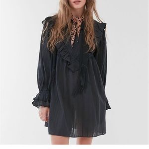Urban Outfitters Black Boho Ruffle Babydoll Mini Dress